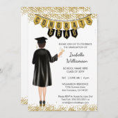 Unieke Afstuderen Uitnodiging Bruin Haar (Voorkant / Achterkant)