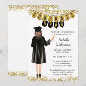 Unieke Afstuderen Uitnodiging Bruin Haar (Voorkant / Achterkant)