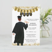 Unieke Afstuderen Uitnodiging Mannelijk Rood Haar (Staand voorkant)