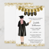 Unieke Afstuderen Uitnodiging Roze Haar (Voorkant / Achterkant)