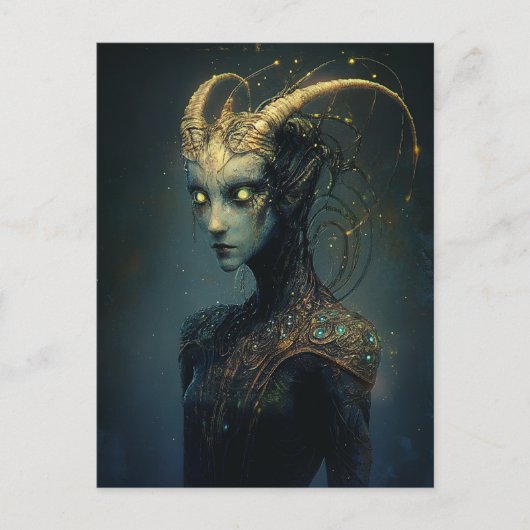 Unieke alien met stralende ogen briefkaart (Voorkant)