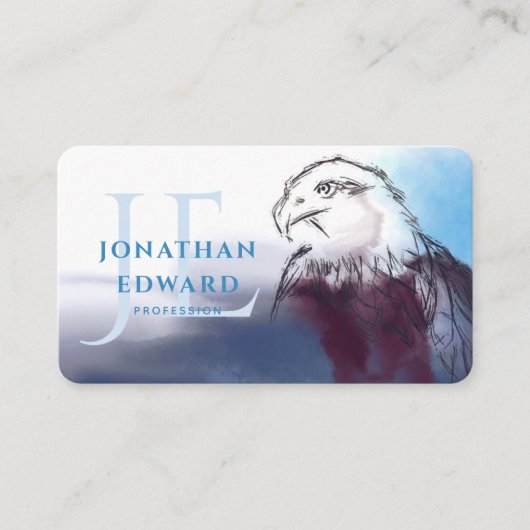 Unieke Amerikaanse Abstracte monogram Eagle Blue Visitekaartje (Voorkant)