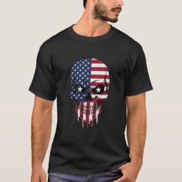 Unieke Amerikaanse vlag Split Skull T-shirt