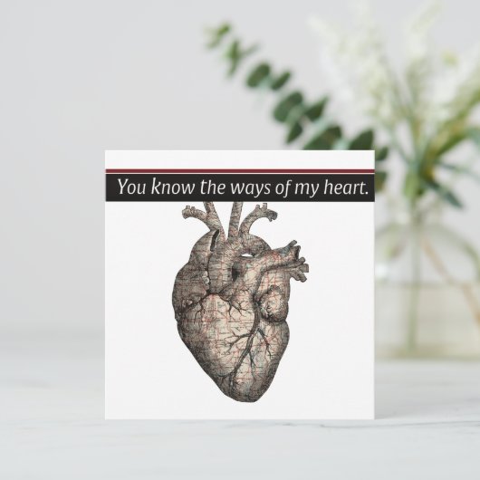 Unieke Anatomische Hart/Kaart Tekening Valentijn 5 Feestdagenkaart (Staand voorkant)