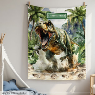 Unieke Angry Dinosaur Deken Custom Name Boys
