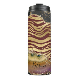 Unieke Animal Print Agaat Gold Glitter Thermosbeker