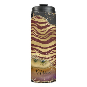 Unieke Animal Print Agaat Gold Glitter Thermosbeker