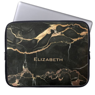 Unieke Antiek zwarte marmer en naam Laptop Sleeve