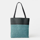Unieke Aqua Glitter Black Polka Dots op maat Tote Bag (Achterkant)