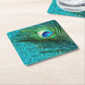Unieke Aqua Peacock Kartonnen Onderzetters (Schuin)