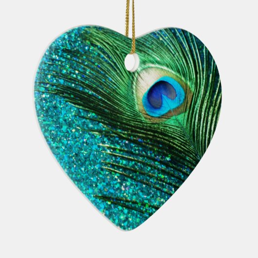 Unieke Aqua Peacock Keramisch Ornament (Rechts)