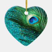 Unieke Aqua Peacock Keramisch Ornament (Voorkant)