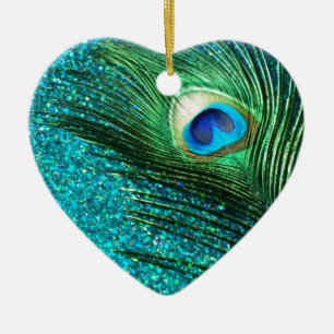 Unieke Aqua Peacock Keramisch Ornament