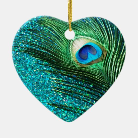 Unieke Aqua Peacock Keramisch Ornament (Voorkant)