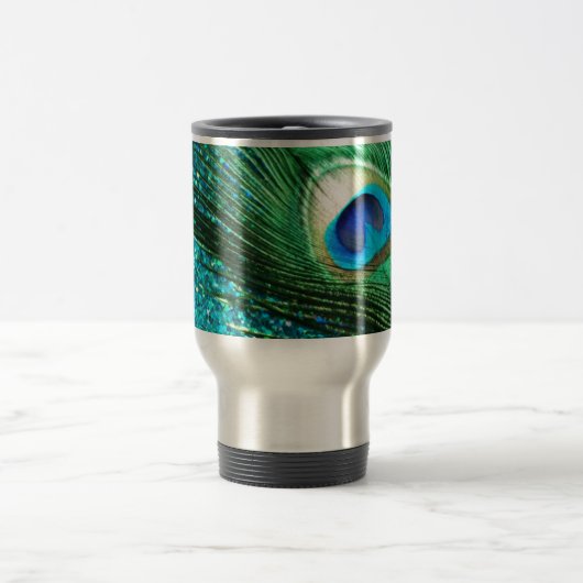 Unieke Aqua Peacock Reisbeker (Center)