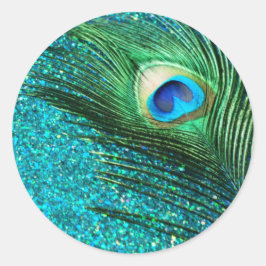 Unieke Aqua Peacock Ronde Sticker