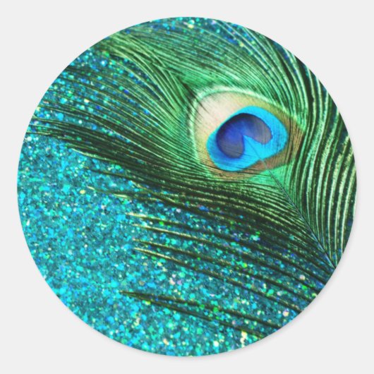 Unieke Aqua Peacock Ronde Sticker (Voorkant)