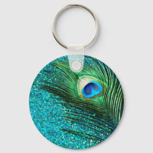 Unieke Aqua Peacock Sleutelhanger