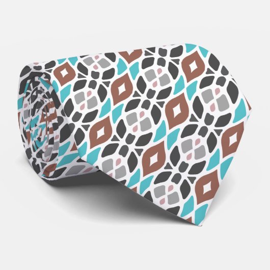 Unieke Aqua Turquoise Blauwgroen Blauw Grijs Bruin Stropdas (Opgerold)