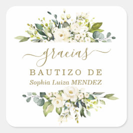Unieke aquarel Witte Bloemen Spaanse Bautizo Vierkante Sticker