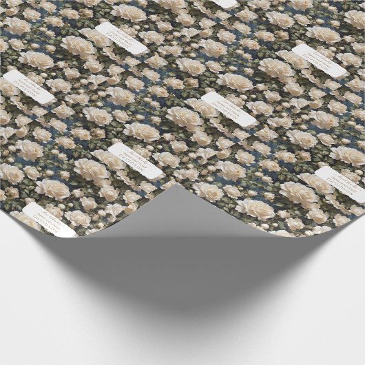 Unieke Aquarel Witte Rozen Bruiloft  Cadeaupapier (Hoek)