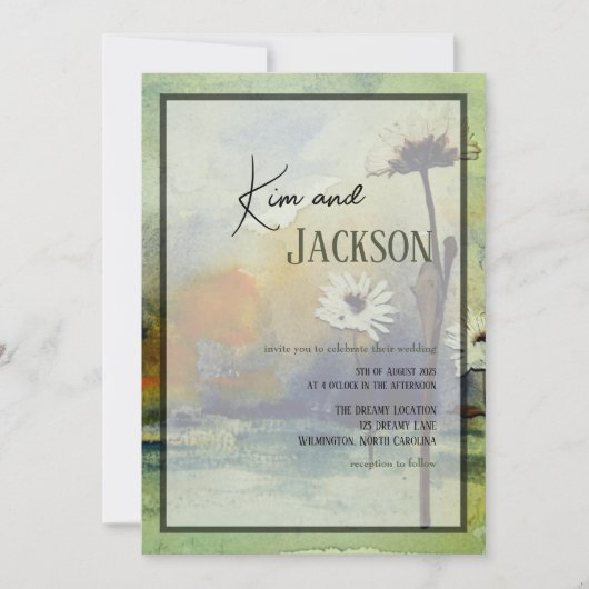 Unieke Art Flower bruiloft uitnodiging (Voorkant)