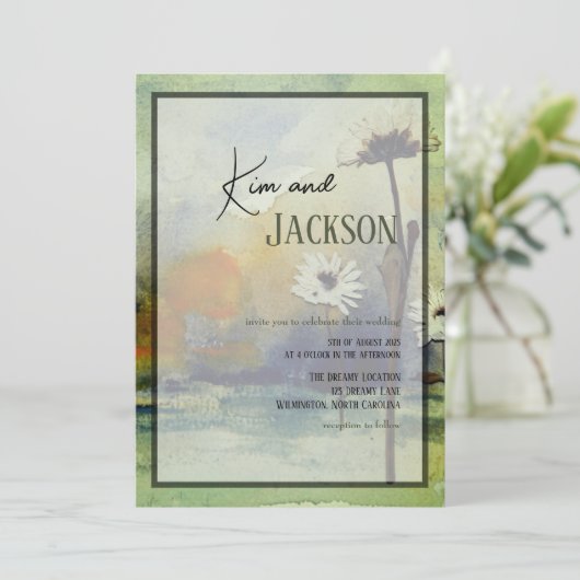 Unieke Art Flower bruiloft uitnodiging (Staand voorkant)