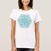 Unieke, artistieke, turkooizen mandala T-shirt (Voorkant)