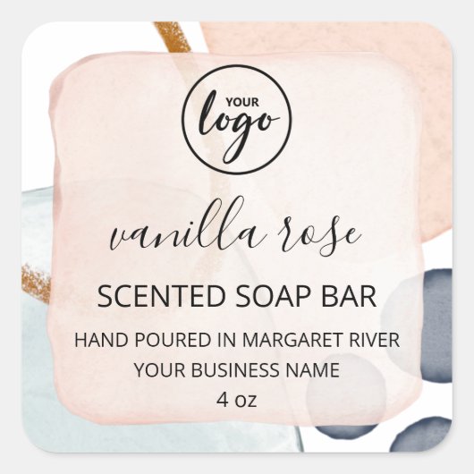 Unieke Arty Pastel Pink Blue Soap Bar-Logo Vierkante Sticker (Voorkant)