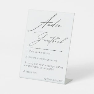 Unieke audio Guestbook Wedding Modern Minimalist Reclamebord Met Voetstuk