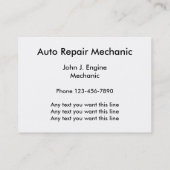 Unieke auto reparatie monteur visitekaartje (Achterkant)
