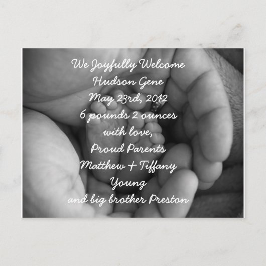 Unieke Baby-aankondiging met foto-envelop Aankondigingskaart (Achterkant)