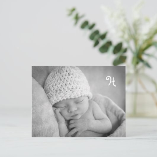 Unieke Baby-aankondiging met foto-envelop Aankondigingskaart (Staand voorkant)