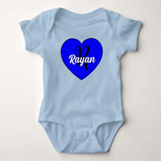 Unieke baby jongen hart met naam - Monogram pasgeb Romper (Voorkant)