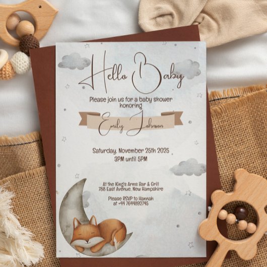 Unieke Baby shower Uitnodiging Moonlit Dromen