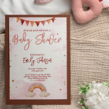 Unieke Baby shower Uitnodiging Roze Regenboog
