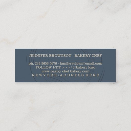 Unieke Bakery Rolling Pin met twee voeringen, aang Mini Visitekaartje (Achterkant)