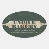 Unieke Bakkerij Rolling Pin Sage Verpakking Logo Ovale Sticker (Voorkant)