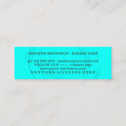 Unieke bakkerij Rolling Pin Small Elegant blauwgro Mini Visitekaartje (Achterkant)