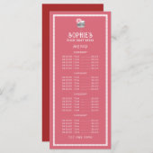 Unieke bakkersgebak Roze rood van de Logo van de b Menu (Voorkant / Achterkant)