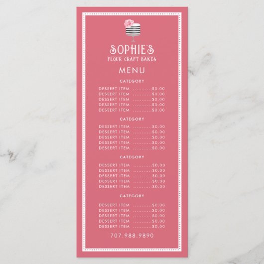 Unieke bakkersgebak Roze rood van de Logo van de b Menu (Voorkant)
