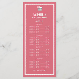 Unieke bakkersgebak Roze rood van de Logo van de b Menu