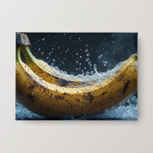 Unieke bananen en fris water perspectief button