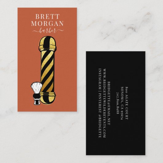 Unieke Barber Pole Barber Business Visitekaartje (Voorkant / Achterkant)