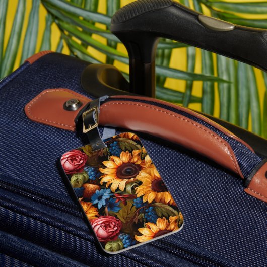 Unieke barokstijl bloemig bagagelabel (Voorkant Insitu 1)