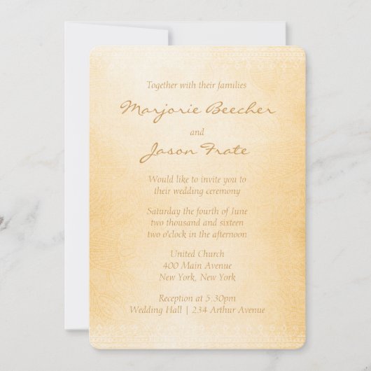 Unieke Batik Bloemen bruiloft uitnodiging Bruin (Voorkant)