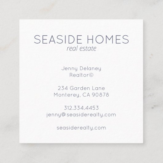 Unieke Beach Surf Bike Photo van Estate Agent Beac Vierkante Visitekaartje (Achterkant)