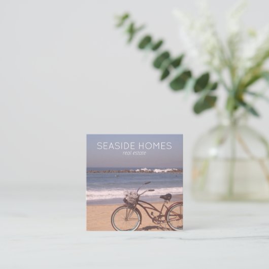 Unieke Beach Surf Bike Photo van Estate Agent Beac Vierkante Visitekaartje (Staand voorkant)