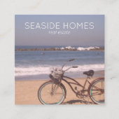 Unieke Beach Surf Bike Photo van Estate Agent Beac Vierkante Visitekaartje (Voorkant)