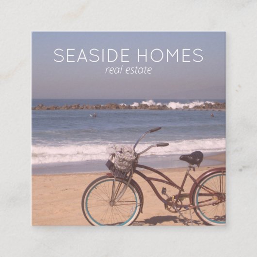 Unieke Beach Surf Bike Photo van Estate Agent Beac Vierkante Visitekaartje (Voorkant)